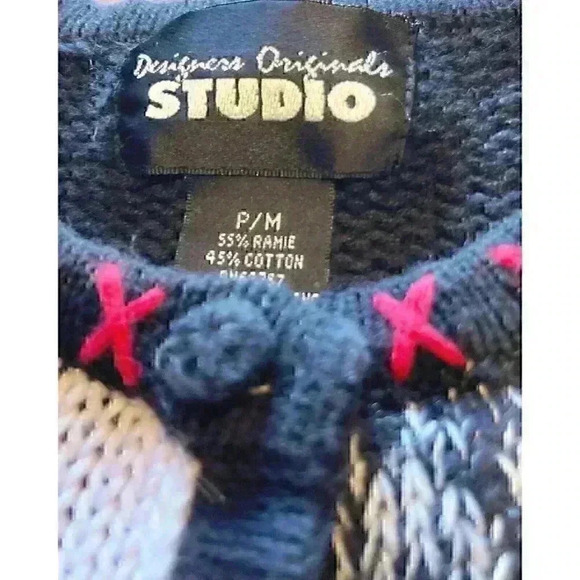 Vtg Christmas Sweater Designers Originals Studio Patchwork Embroidered EUC PM - Picture 12 of 16